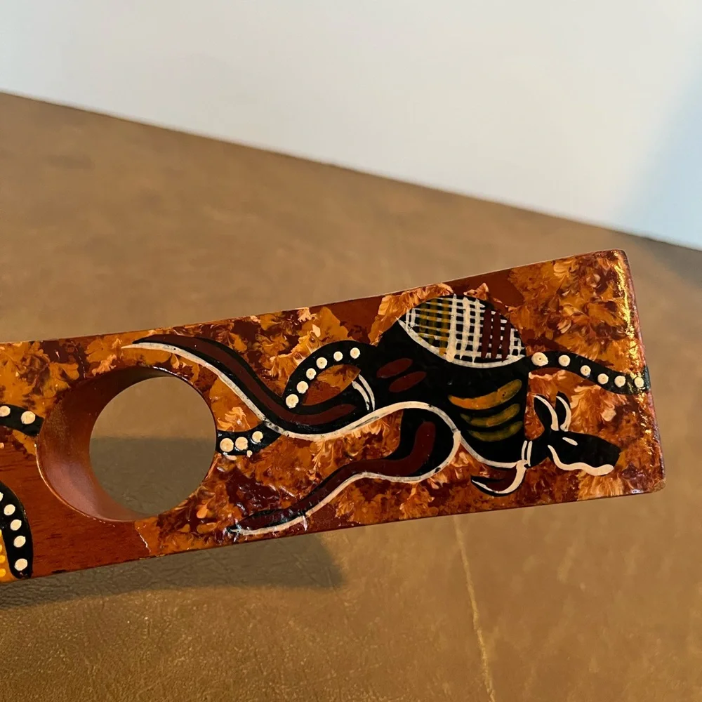 Handcrafted Australian Aboriginal Art Wooden Wine Bottle Holder